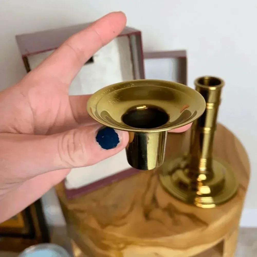 VTG Gorham Solid Brass Convertible Candlestick w/ Box Heirloom Decor